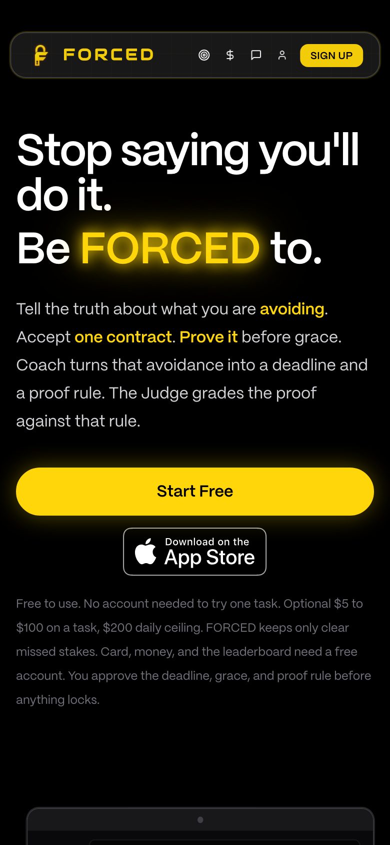 FORCED iPhone app home screen