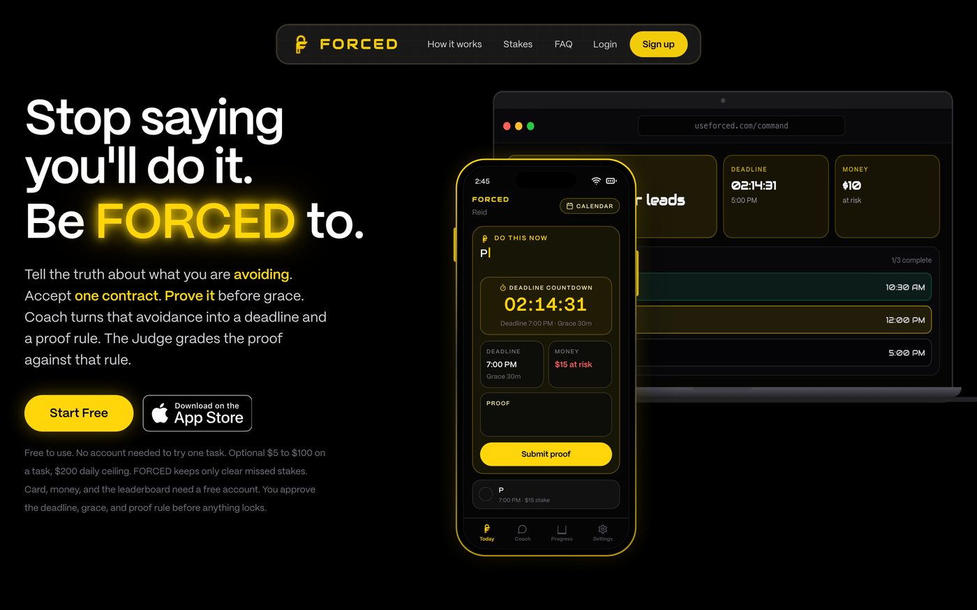 FORCED web app and iPhone app